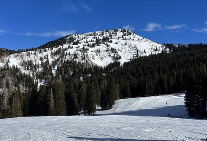 A ski hill in the middle of winter outside of Park City, Utah.