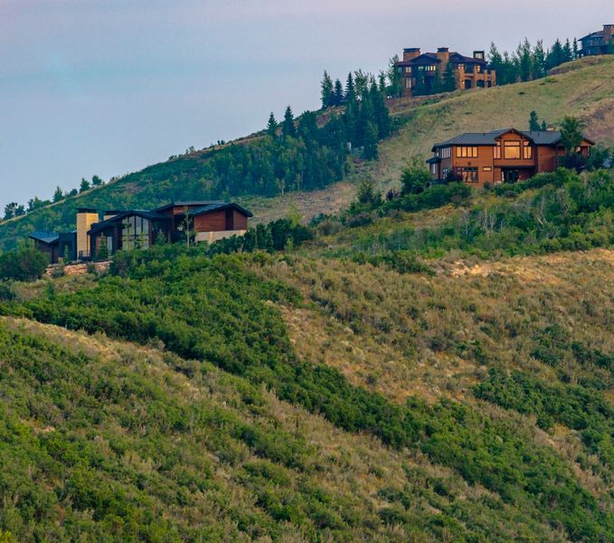 Luxury homes on hills in Park City, Utah