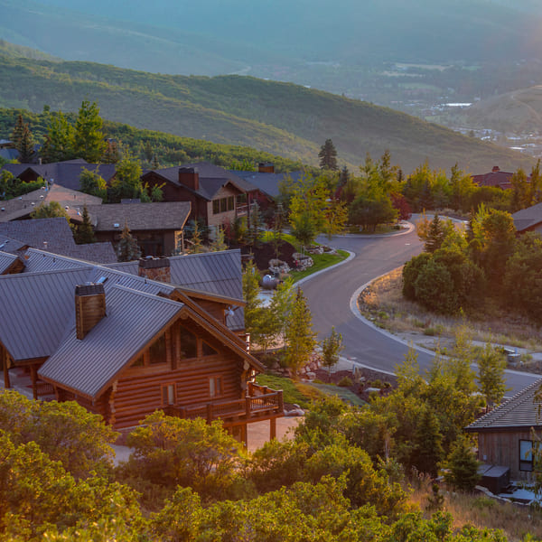 aerial footage of a stunning luxury home in  valley near Park City, UT.