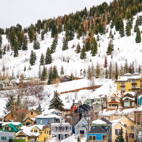Winter luxury real estate mountain-side near Park City, Utah.