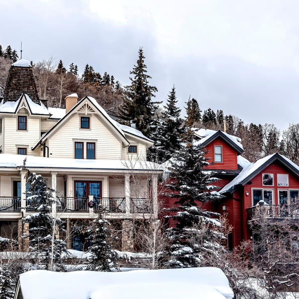 Two beautiful luxury homes in the winter near Park City, Utah.