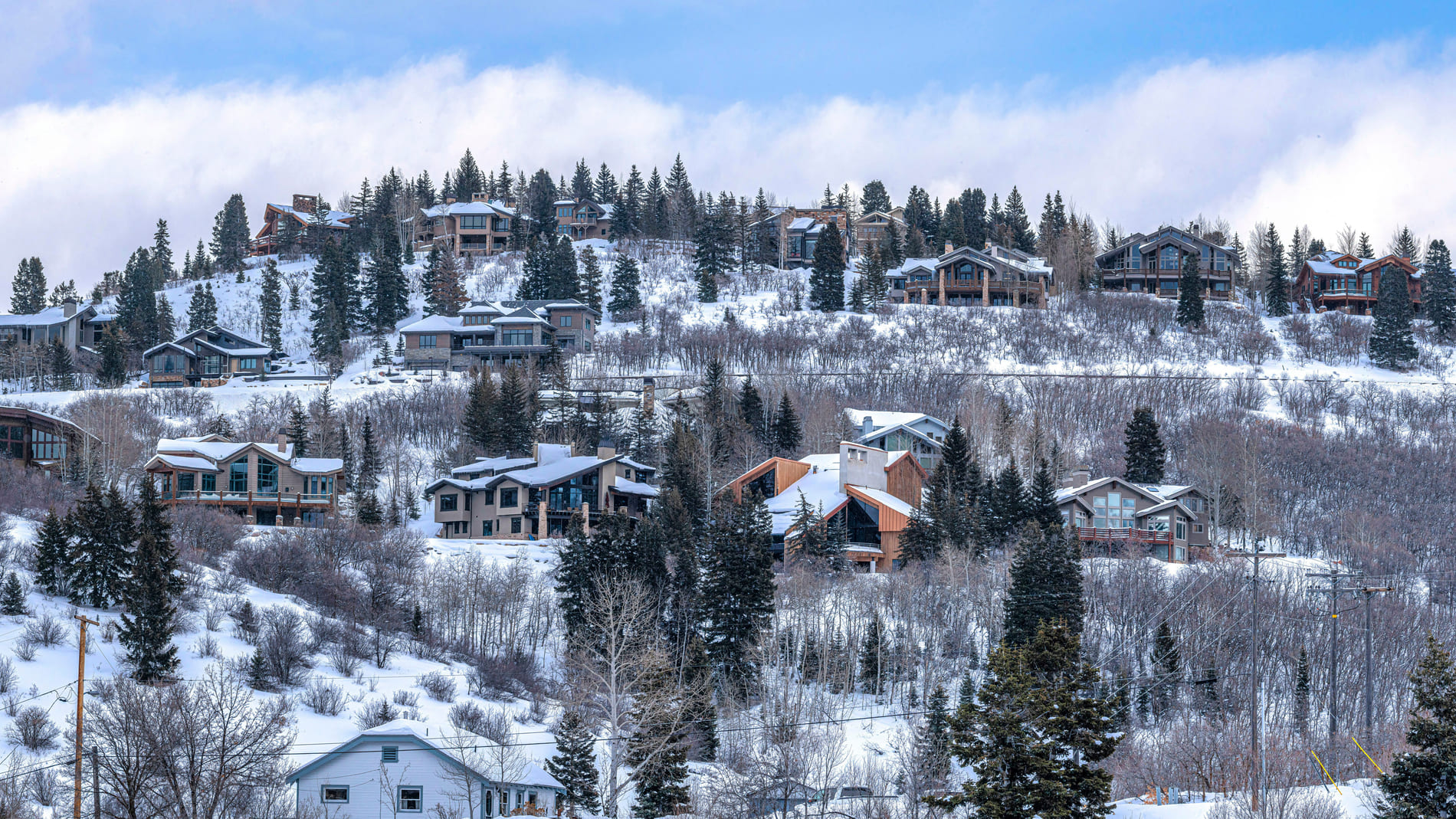 Luxury estate homes along the mountain near Park City, Utah